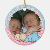 対の男の子および女の子の第1クリスマスのオーナメント セラミックオーナメント (正面)