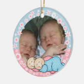 対の男の子および女の子の第1クリスマスのオーナメント セラミックオーナメント (左)