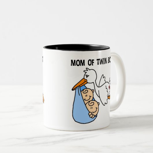 対の男の子のこうのとりのお母さん ツートーンマグカップ (正面右)