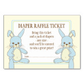 対の男の子のバニーウサギのベビーシャワーのおむつのラッフル テーブルナンバー (正面)