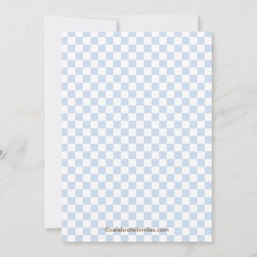 対の男の子のベビーシャワーの招待状は青に耐えます 招待状 (裏面)