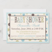 対の男の子のヤマヨモギブラウンはベビーシャワーに点を打ちます 招待状 (裏面)