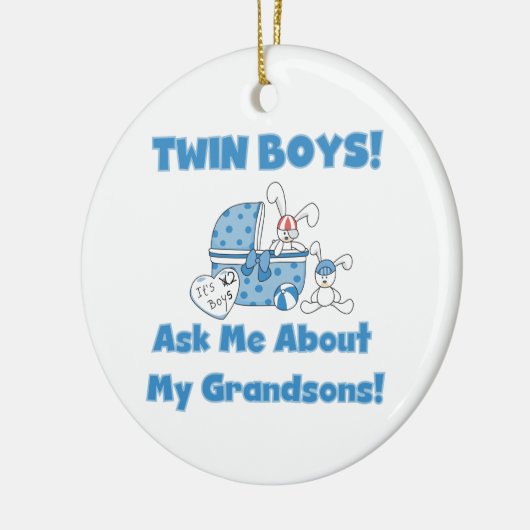 対の男の子の孫のギフト セラミックオーナメント (左)