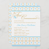 対の男の子の最初聖餐の招待状 招待状 (正面/裏面)