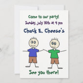 対の男の子の棒はかわいい誕生日の招待状を計算します 招待状 (裏面)