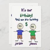 対の男の子の棒はかわいい誕生日の招待状を計算します 招待状 (正面/裏面)