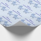 対の男の子の水玉模様のベビーカー ラッピングペーパー (角)