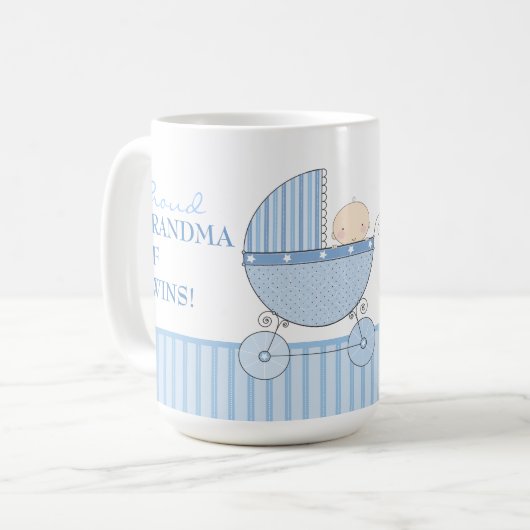 対の男の子の空色キャリッジの誇り高い祖母 コーヒーマグカップ (正面左)