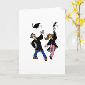 対の男の子及び女の子の卒業生 カード (黄色い花)