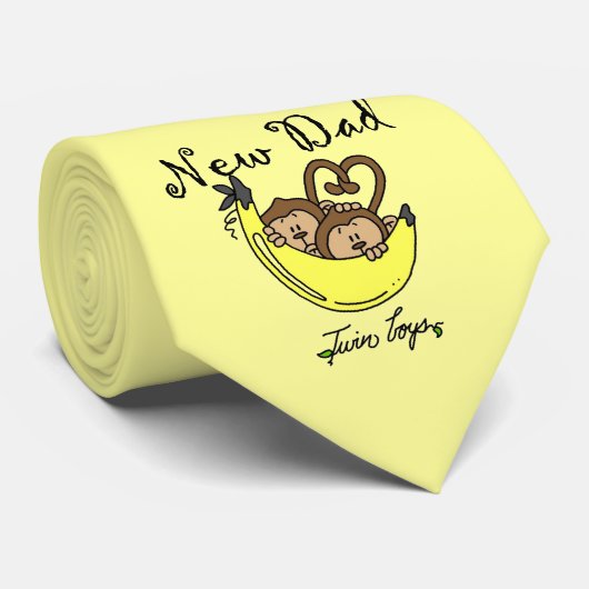 対の男の子猿の新しいパパのギフト ネクタイ (ロール)