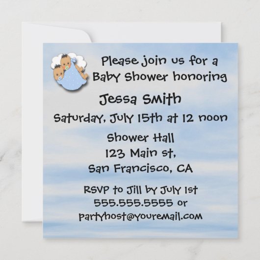 対の男の子-こうのとりのベビーシャワー招待状 招待状 (裏面)