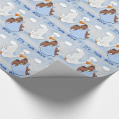 対の男の子-こうのとりBのベビーシャワーの包装紙 ラッピングペーパー (角)