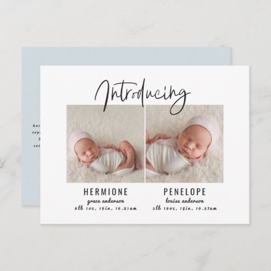 対の誕生の発表をもたらすこと インビテーションポストカード (正面/裏面)