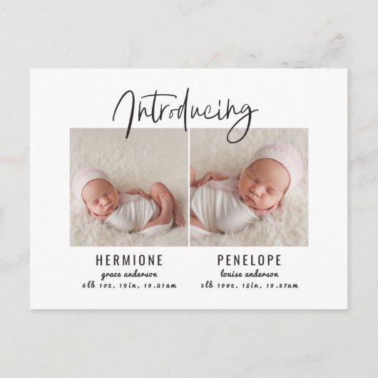 対の誕生の発表をもたらすこと インビテーションポストカード (正面)