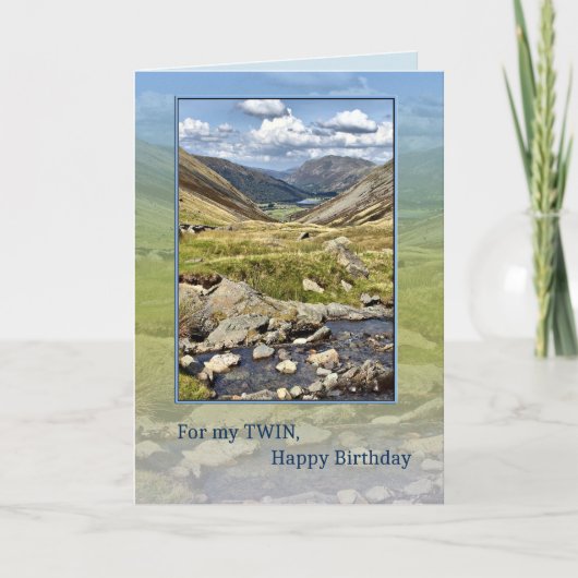 対の誕生日、山の景色 カード (正面)