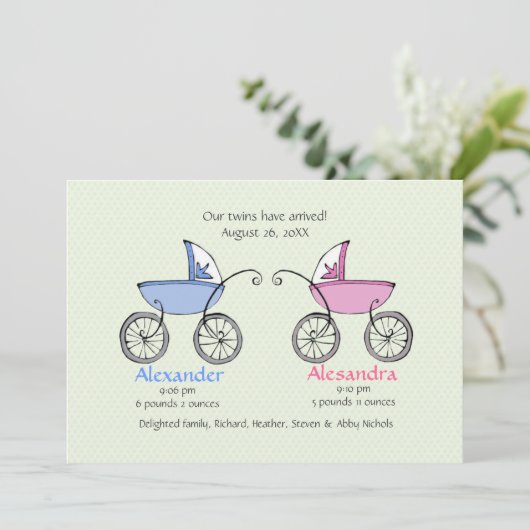 対キャリッジベビーの誕生の発表 案内状 (スタンド正面)