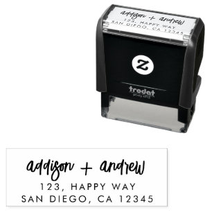 対スタイリッシュ結婚モダンのScript Address セルフインキングスタンプ
