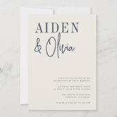 対モダン |ネイビーブルータイポグラフィ結婚ズ 招待状 (正面)