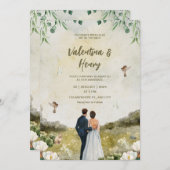 対ユニークイラストレーション結婚式招待状 招待状 (正面/裏面)