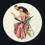 対婚約した対 ラージ壁時計<br><div class="desc">アーティスト：John LaGatta |男性にリングを表示する椅子の女性</div>