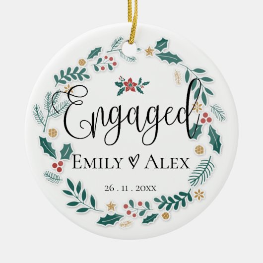 対婚約した対 | 私たちの初めてのクリスマス セラミックオーナメント (正面)