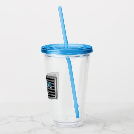 対戦歩兵バッジ退役軍人オンアメリカ国旗 アクリルタンブラー (左)