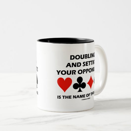 対戦相手の名前の設定を倍増するブリッジユーモア ツートーンマグカップ (正面右)