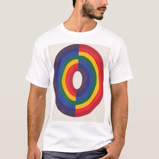 対比を見せるために組み合わされた虹の対照色 Tシャツ (正面)