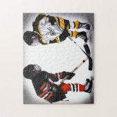 対決のパズルのマイナーなホッケー選手 ジグソーパズル (縦)