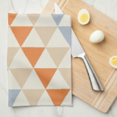 対照的で青いオレンジおよび白い三角形パターン キッチンタオル (四つ折り)