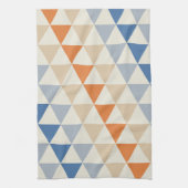 対照的で青いオレンジおよび白い三角形パターン キッチンタオル (縦)