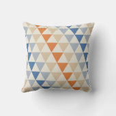 対照的で青いオレンジおよび白い三角形パターン クッション (裏面)