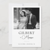 対照的なフォントのブラック&ホワイト写真QRコード結婚式 セーブザデート (正面)