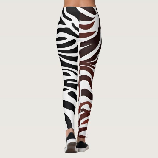 対照的な白黒ブラウン市松模様にレギンス レギンス (裏面)