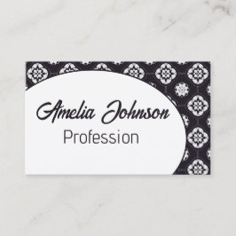 対称な白い花のパターン黒の反転 名刺