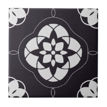 対称な白い花のパターン（黒）