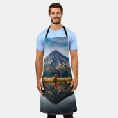 対称のオレンジのドレスを着た登山家 エプロン (着用した状態)