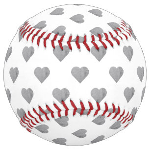 対称の小さなコンクリートグレーハートオン白 ソフトボール