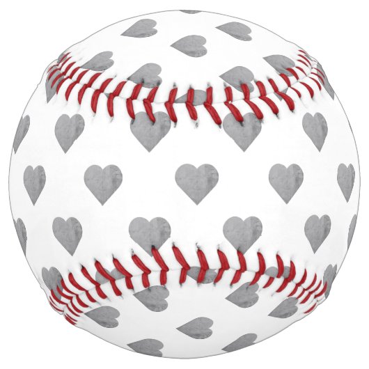 対称の小さなコンクリートグレーハートオン白 ソフトボール (正面)