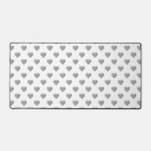 対称の小さなコンクリートグレーハートオン白 デスクマット (正面)