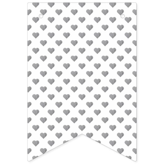 対称の小さなコンクリートグレーハートオン白 バンティングフラッグ (第1の旗)