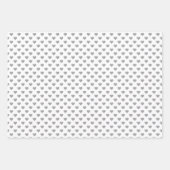 対称の小さなコンクリートグレーハートオン白 ラッピングペーパーシート (正面3)