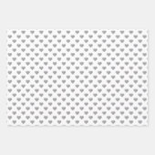 対称の小さなコンクリートグレーハートオン白 ラッピングペーパーシート (正面2)