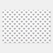 対称の小さなコンクリートグレーハートオン白 ラッピングペーパーシート (正面)
