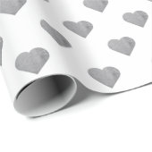 対称の小さなコンクリートグレーハートオン白 ラッピングペーパー (ロールコーナー)