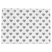 対称の小さなコンクリートグレーハートオン白 ラージペーパーバッグ (裏面)
