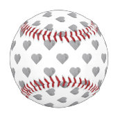 対称の小さなコンクリートグレーハートオン白 野球ボール (裏面)