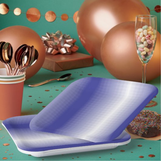 対称の複雑な青い幾何学的パターン ペーパープレート (複数)