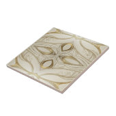 対称アールヌーボー金ゴールドとベージュのパターン タイル (側面)