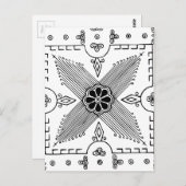 対称インドネシアの繊維花のパターン ポストカード (正面/裏面)